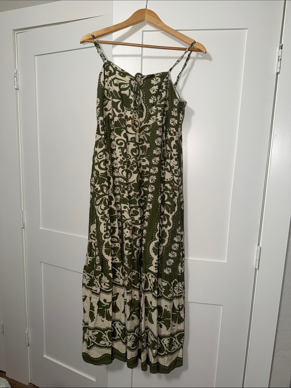 Olive Green Floral Print Spaghetti-Strap Jumpsuit
